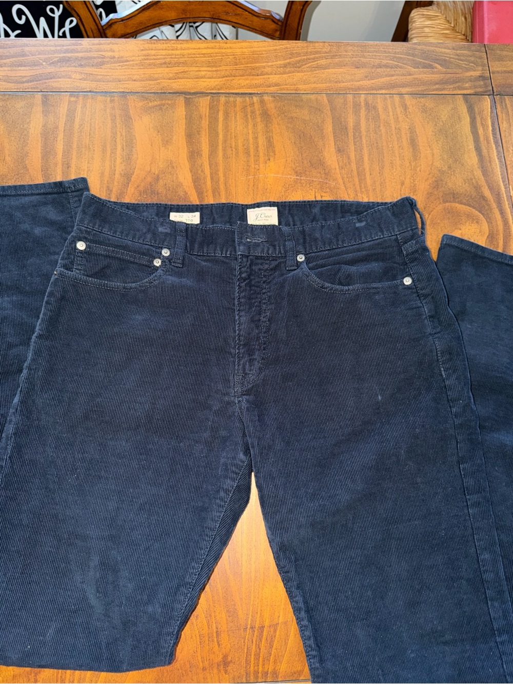 Vintage J Crew Mens Corduroy Pants 32x34 Navy Blue 5 Pocket Y2K Style 770